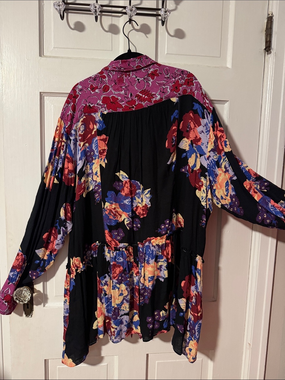 Free People Brunch a Bunch Mixed Floral Button-Front Tunic with Pink Accent - Picture 8 of 11